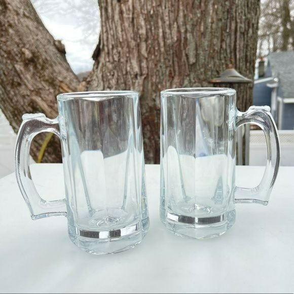 Set of Two Heavy Duty Beer Clear Glass‎ Mug - Picture 5 of 8